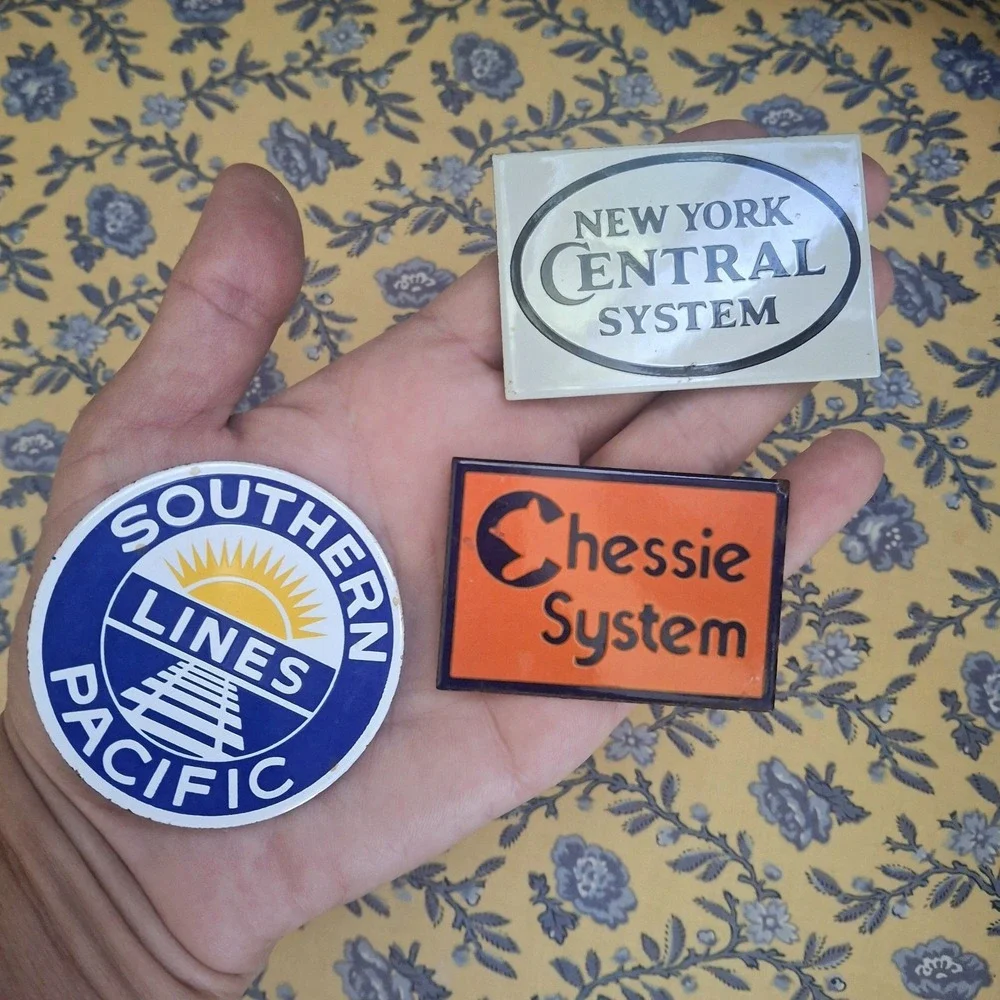 Vintage Railroad Memorabilia Approx~2.2in Porcelain-on-Steel Magnets Bundle Of 3